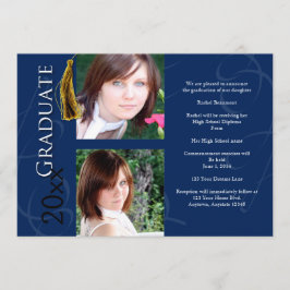 Tassel de graduação em anúncio azul