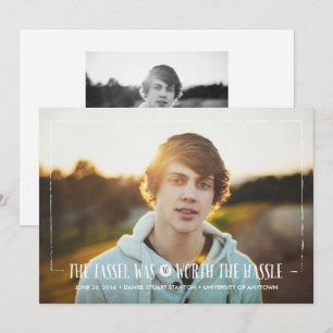 Tassel vale Hassle no Anúncio do Formando Branco