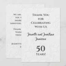 Tasteful Agradecimento Floral Branco 50º Aniversár