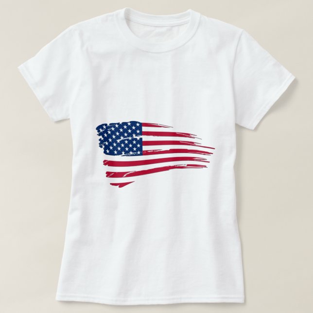 Tattered American Flag T-shirt (Frente do Design)