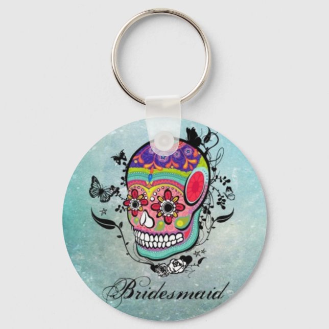 Tattoo Sugar Skull Bridesmaid Chaveiro (Frente)