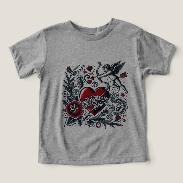 Tatuagem Clássica Amor: Design de Camisa T Cupida  (Design frontal)