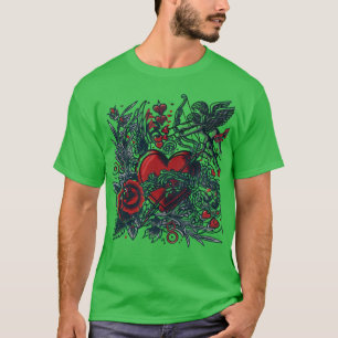 Tatuagem Clássica Amor: Design de Camisa T Cupida 