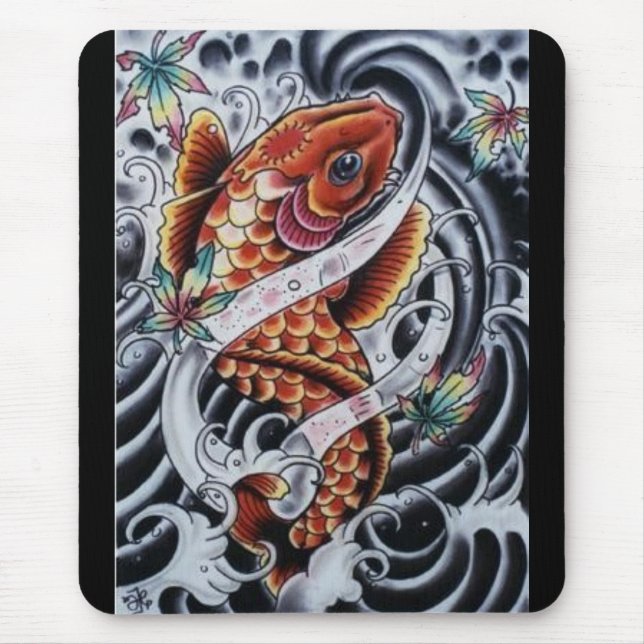 Tatuagem colorido Mousepad de Koi (Frente)