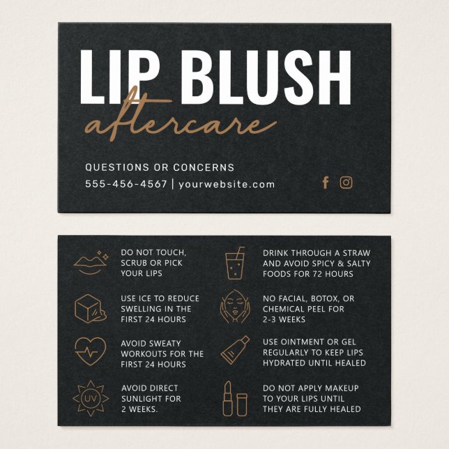 Tatuagem de Blush de Lip Preto Premium com Lip Pre (Frente & Verso)