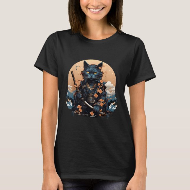 Tatuagem de Camisa de Gato de Samurai Japonês Boni (Frente)