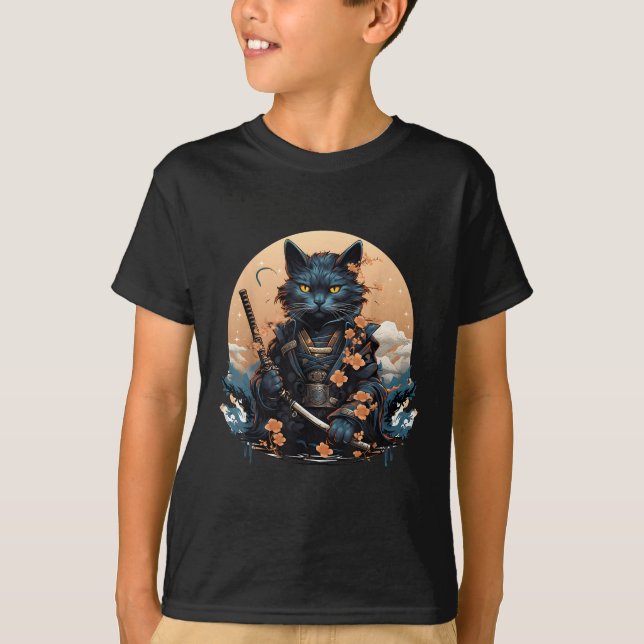 Tatuagem de Camisa de Gato de Samurai Japonês Boni (Frente)