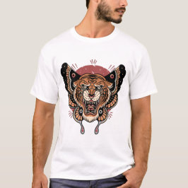 Tatuagem de tigre-borboleta design T-Shirt