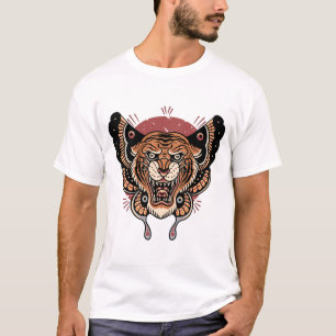 Tatuagem de tigre-borboleta design T-Shirt