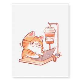 Tatuagem Temporária de Gato Energizado por Café