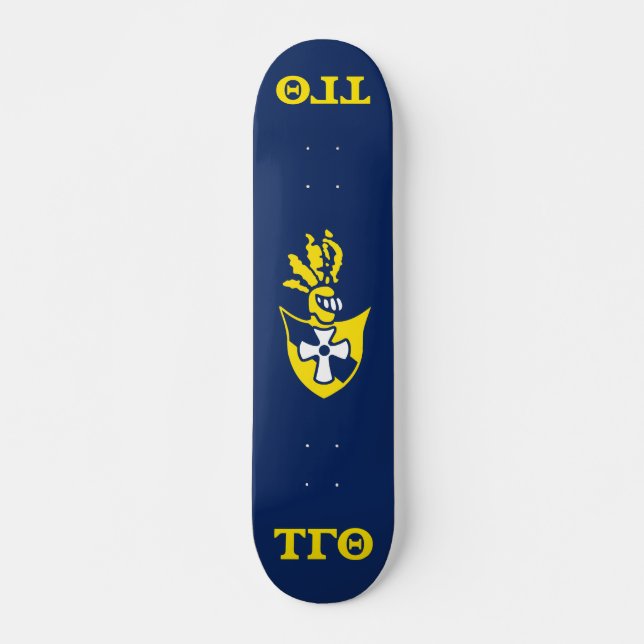 Tau Gamma Theta Skateboard - Marinho com Crest (Frente)