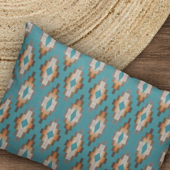 Taupe Brown Blue Teal Orange Tribal Art Patterno (Criador carregado)