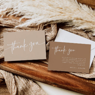Taupe Cartões de agradecimentos Modern Minimalista