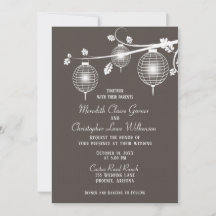 Taupe Glosp Papel Lanternas Convite De Casamento