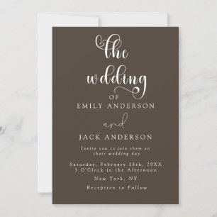 Taupe Modern Elegance Chic Weditation Convite