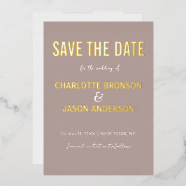 Taupe Neutro Moderno Simples Salva A Data Dourada