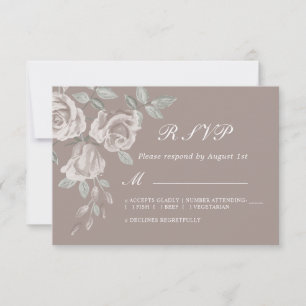 Taupe Rosa Watercolor Wedding RSVP
