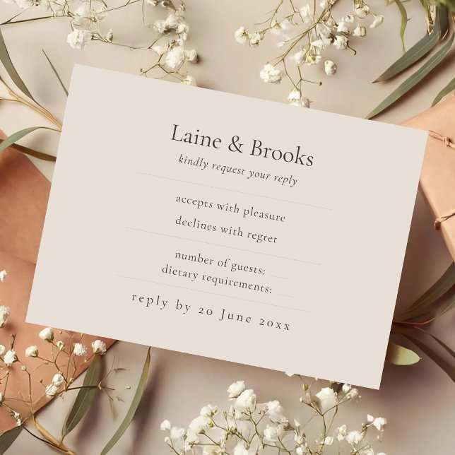 Taupe RSVP Card | Minimal Elegant Wedding Response (Criador carregado)
