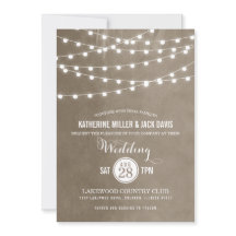 Taupe String Luzes Convite De Casamento
