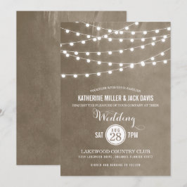 Taupe String Luzes Convite De Casamento