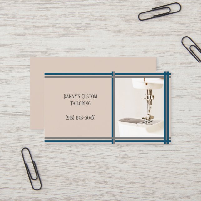 Taupe Tailor Sewing Machine Cartão de visita (Frente/Verso In Situ)