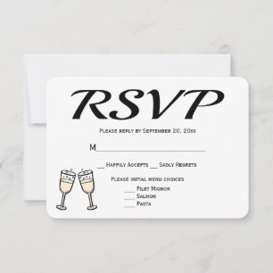 Taurinas Pretas e Brancas de RSVP para Casamento c