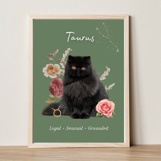 Taurus Cat Art Print, Zodiac Cat Poster (Criador carregado)