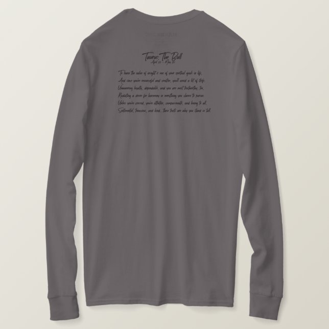 Taurus Long-Capa T-Shirt (Verso do Design)