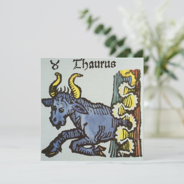 Taurus o Touro, Sinais de Vintage do Zodíaco (Em pé/Frente)