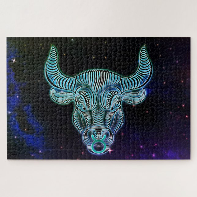 taurus, quebra-cabeça boi zodiac (Horizontal)
