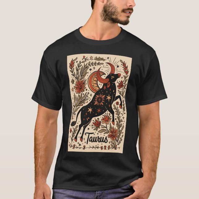 Taurus - T-Shirt Celestial Zodiac Art (Frente)
