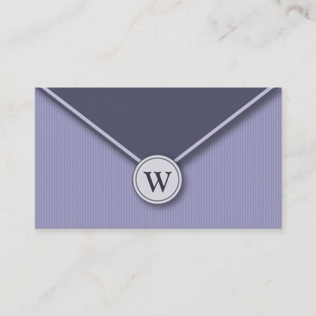 {TBA} Cartões de Negócios Envelope Monograma Azul  (Frente)