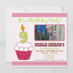 {TBA} Sweet Cupcake 9º Convite de aniversário