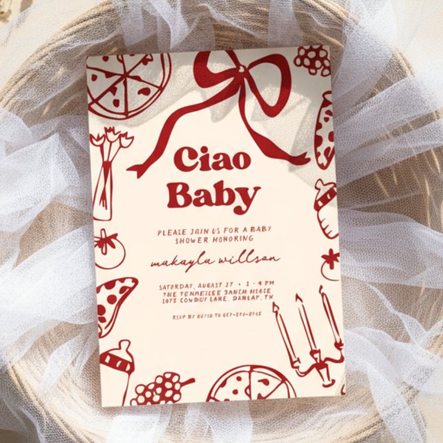 Tchau Bebê Convite de Churrasco de Pizza Italiano  (Criador carregado)