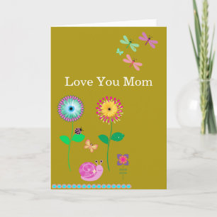 Te Amo Mãe Cartão Floral Amarelo