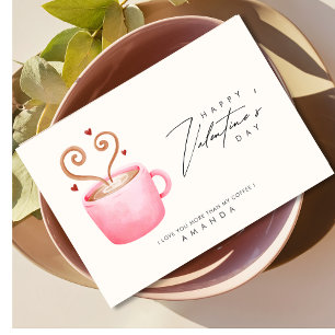 Te amo mais do que café, cartão de dia divertido d