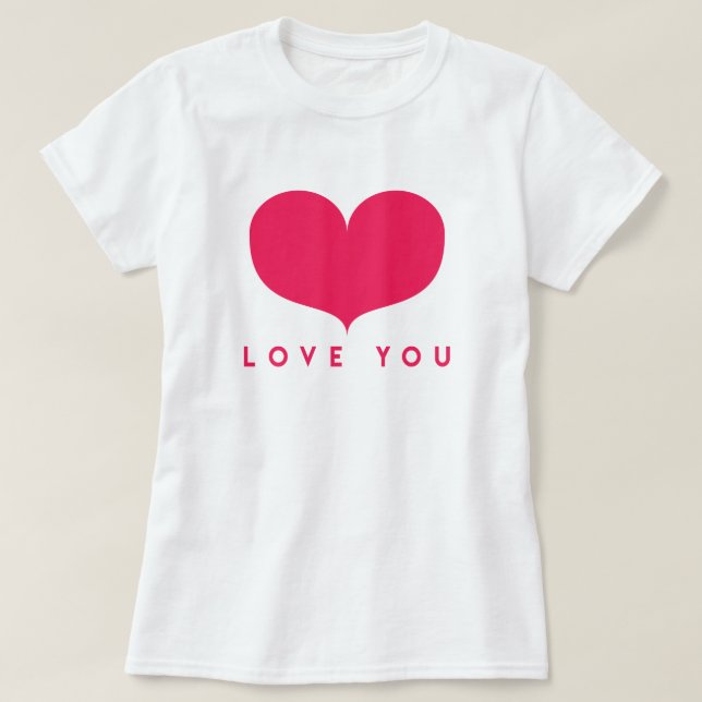 Te Amo | T-Shirt de Coração Rosa Grande (Frente do Design)