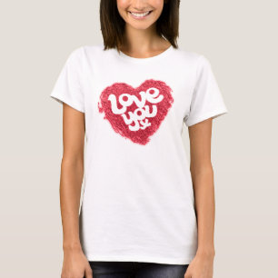 Te amo x camiseta vermelha das damas