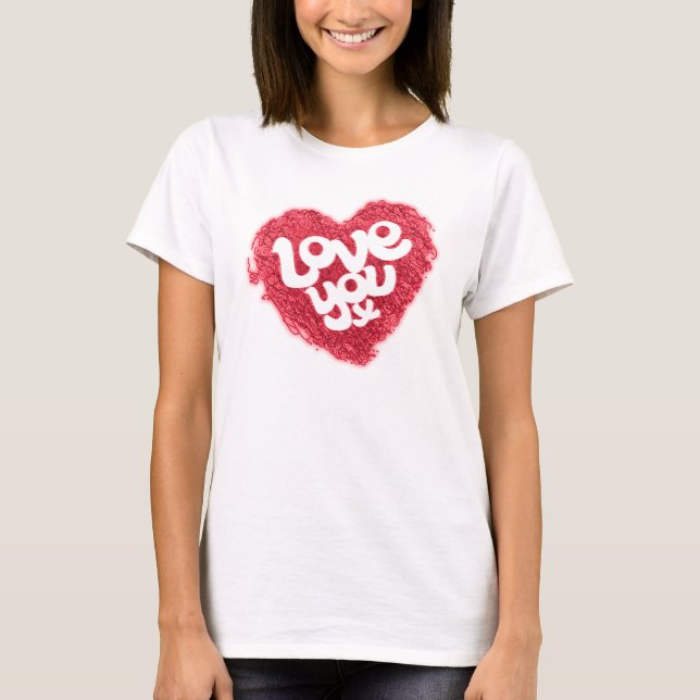 Te amo x camiseta vermelha das damas (Frente)