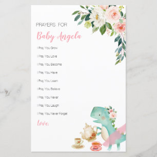 Tea Party Dinossaur Prayers Floral para Bebê