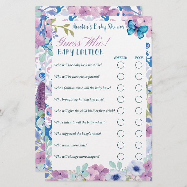 Tea party imagina quem são os jogos de Chá de fral (Frente/Verso)