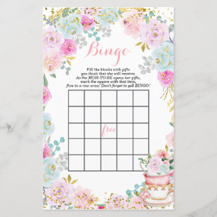 Tea Party Pastel flores chá de fraldas Bingo