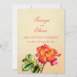 Tea rosa larange convite para casamento de belas a