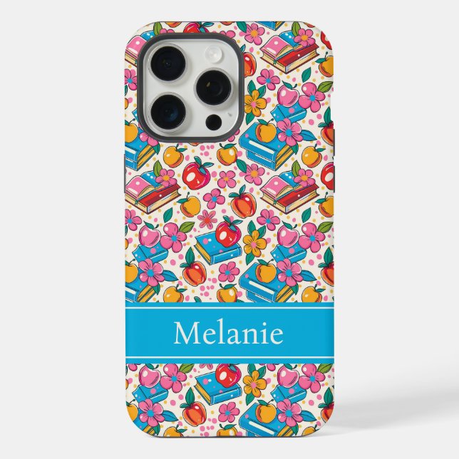 Teacher Pattern Phone Case with Custom Name (Verso)