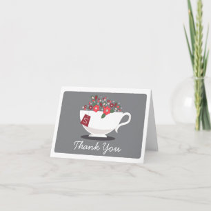 Teacup Coral Floral Cartões de agradecimentos