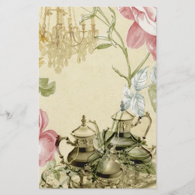 Teacup Teapot Paris Tea Party, floral francês (Frente)