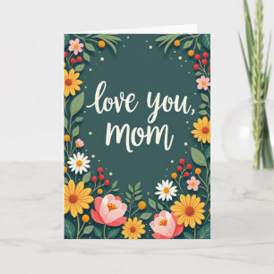 Teal Ama Você Mamãe Cartão Floral
