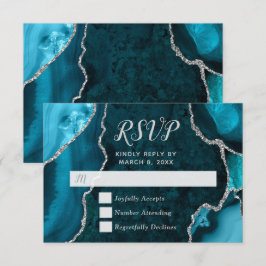 Teal and Silver Agate Marble RSVP