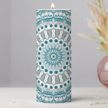 Teal and Tan Geometric Mandala Pattern