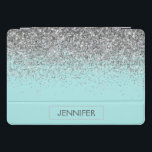 Teal Aqua Blue Silver Glitter Girly Monographic No<br><div class="desc">Caso de Laptop do Nome do Minograma do Azul Azul Azul Azul-Azul-Azul-Silver Sparkle Glitter-Silver. Isto faz o doce e perfeito aniversário de 16 anos,  casamento,  chá de panela,  aniversário,  chá de fraldas ou festa de solteira presente para alguém que ama luxo de luxo e estilos quíticos.</div>